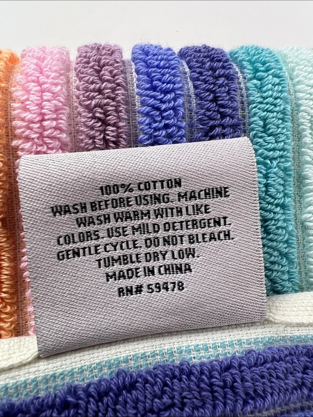 Rachel Zoe Bath Towels Rainbow Pastel Striped with Fringe Cotton 8 Pc Set NEW
